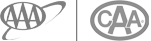 The image shows logos with AAA and CAA symbols, each enclosed in circles, featuring stylized letters and design elements.