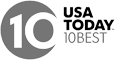 Logo of USA Today 10 Best, featuring the number 10 in a circle and text to the right.
